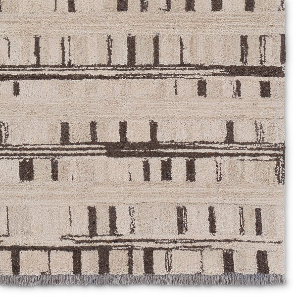 Jaipur Living Hadi Emir Had04 Tufted Handmade 100% Wool Moroccan / Bohemian Stripes Indoor Rug Brown, Taupe 100% Wool, 100% Cotton Rug156247