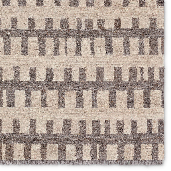 Jaipur Living Hadi Emir Had05 Tufted Handmade 100% Wool Moroccan / Bohemian Stripes Indoor Rug Brown, White 100% Wool, 100% Cotton Rug156253