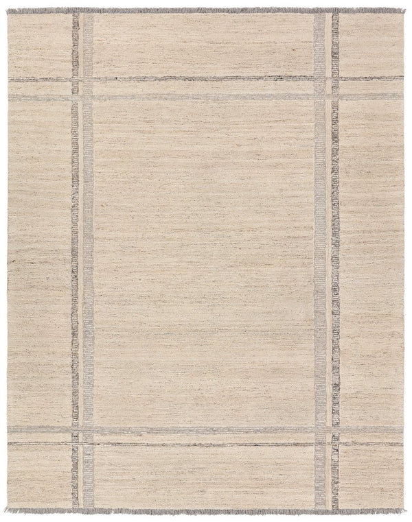 Jaipur Living Hadi Bilal Had08 Tufted Handmade 100% Wool Moroccan / Bohemian Stripes Indoor Rug Ivory, Gray 100% Wool, 100% Cotton Rug156262