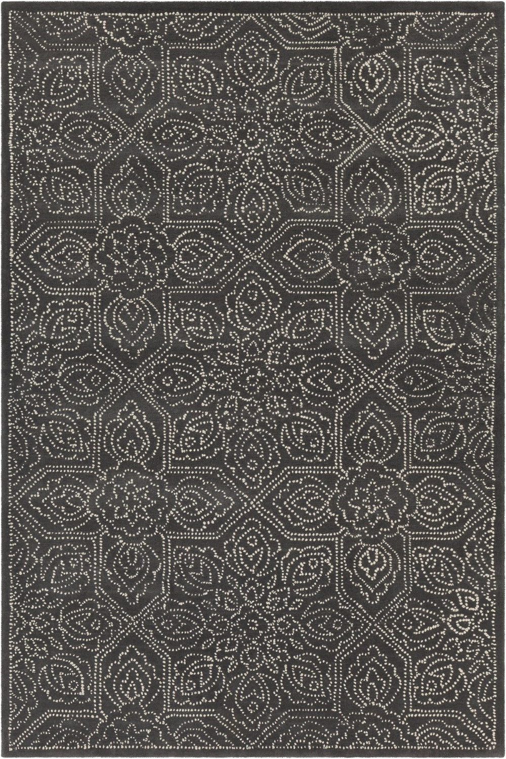 Chandra Rugs Hand-tufted Elegant Wool Rug - Artisanal Craftsmanship With Intricate Patterns For A Cozy Home Decor Dark Grey,White Wool Hai49603-576