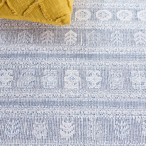 Safavieh Hammock Elegant Area Rug In Ivory And Grey - Soft Chenille Polyester For Effortless Style And Comfort Ivory ,Blue Chenille Polyester Hak306b-8