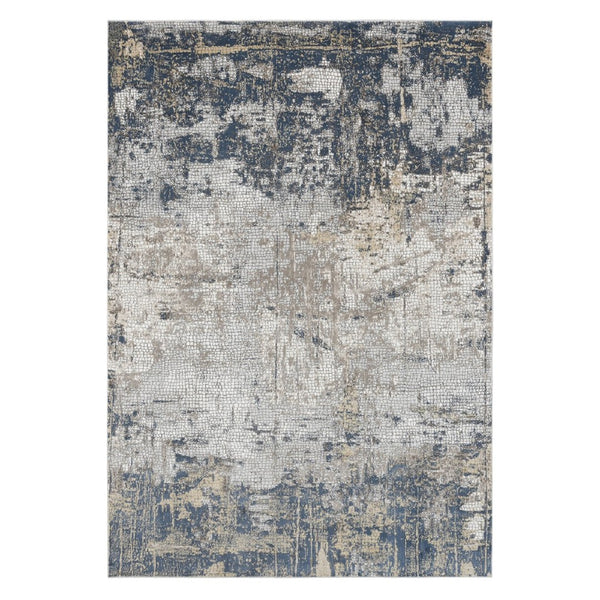 Amer Rugs Hamilton Contemporary Power-loom Area Rug - Plush Soft Design, Durable Artistry For Modern Spaces Beige,Indigo Viscose, Polyester Ham10203