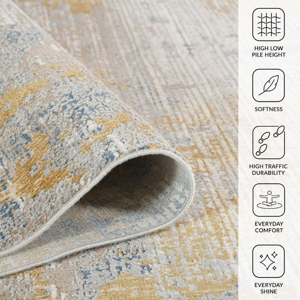 Amer Rugs Hamilton Contemporary Power-loom Area Rug - Plush Soft Design, Durable Artistry For Modern Spaces Gold Viscose, Polyester Ham30203