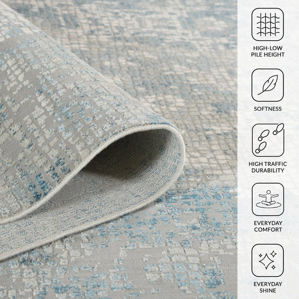 Amer Rugs Hamilton Contemporary Power-loom Area Rug - Plush, Durable Design For Modern Home Décor Enhancement Gray,Blue Viscose, Polyester Ham40203