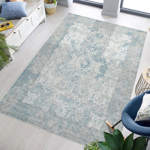 Amer Rugs Hamilton Contemporary Power-loom Area Rug - Plush, Durable Design For Modern Home Décor Enhancement Gray,Blue Viscose, Polyester Ham40203