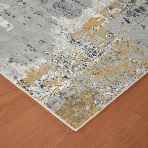 Amer Rugs Hamilton Contemporary Power-loom Area Rug - Plush Soft Design, Durable Artistry For Modern Spaces Gray,Gold Viscose, Polyester Ham50203
