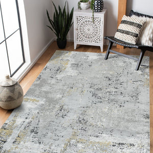 Amer Rugs Hamilton Contemporary Power-loom Area Rug - Plush Soft Design, Durable Artistry For Modern Spaces Gray,Gold Viscose, Polyester Ham50203