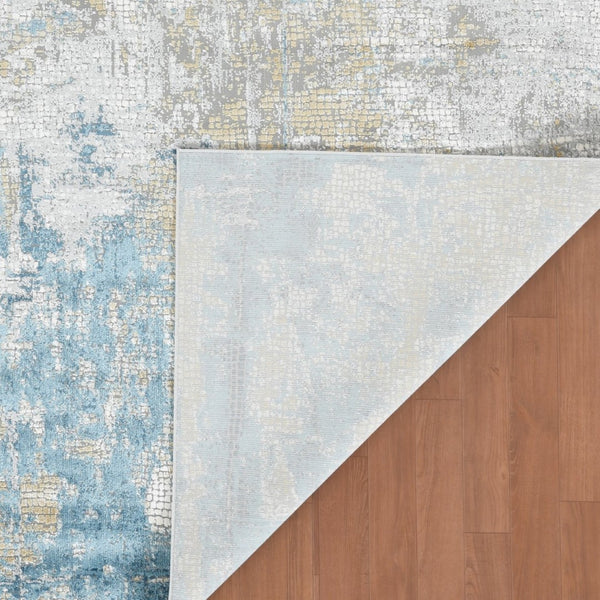 Amer Rugs Hamilton Contemporary Power-loom Area Rug - Plush Soft Design, Durable Artistry For Modern Spaces Gold,Blue Viscose, Polyester Ham60203