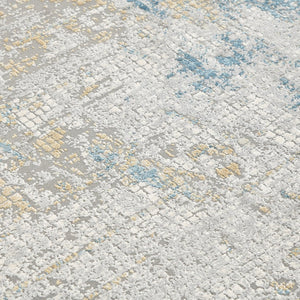 Amer Rugs Hamilton Contemporary Power-loom Area Rug - Plush Soft Design, Durable Artistry For Modern Spaces Gold,Blue Viscose, Polyester Ham60203