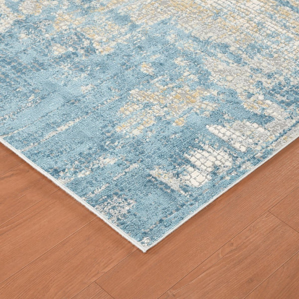 Amer Rugs Hamilton Contemporary Power-loom Area Rug - Plush Soft Design, Durable Artistry For Modern Spaces Gold,Blue Viscose, Polyester Ham60203