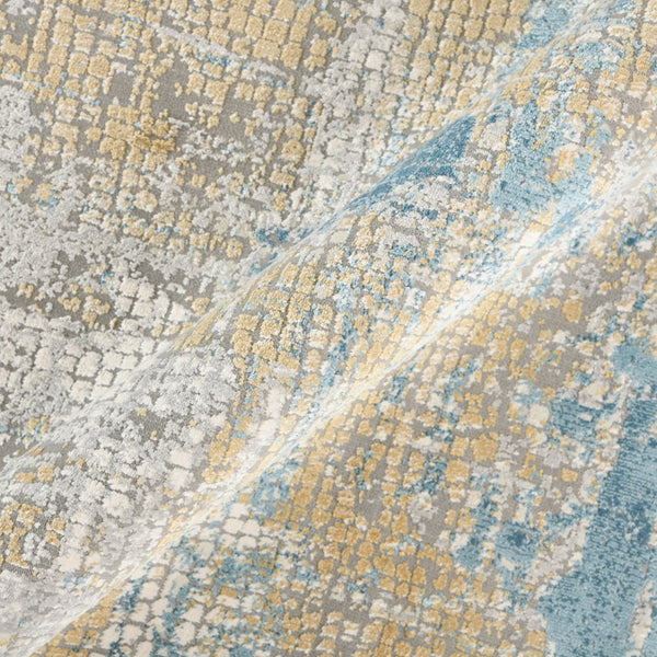 Amer Rugs Hamilton Contemporary Power-loom Area Rug - Plush Soft Design, Durable Artistry For Modern Spaces Gold,Blue Viscose, Polyester Ham60203