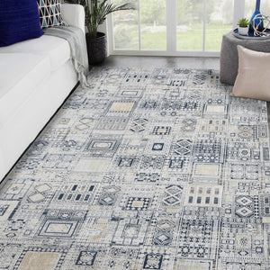 Amer Rugs Hamilton Modern Aztec Power-loom Area Rug - Luxurious Plush Design For Stylish Home Décor Ivory,Gold Viscose, Polyester Ham70203