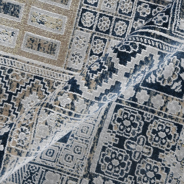 Amer Rugs Hamilton Modern Aztec Power-loom Area Rug - Luxurious Plush Design For Stylish Home Décor Ivory,Gold Viscose, Polyester Ham70203