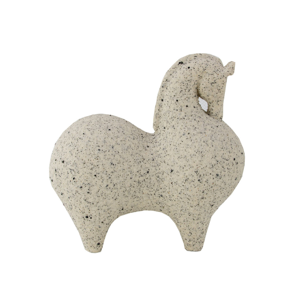 Zeugma Happy Horse Small Figurine - Elegant White And Black Stone Finish, 6" Resin Decorative Accent Piece   Cf1220078