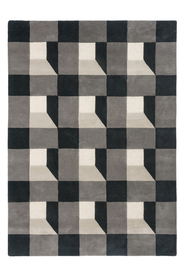 Brink & Campman Harlequin Blocks 100% Pure New Wool Handtufted Rug Slate 100% pure new wool 141904250350-BRINK-CAMPMAN