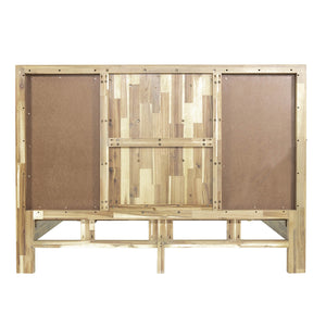 Lh Imports Haru Queen Bed – Elegant Solid Acacia Wood With Unique Headboard & Boucle Texture For Stylish Decor Beige,White Acacia,95% Polyester,5% Acrylic Har001q