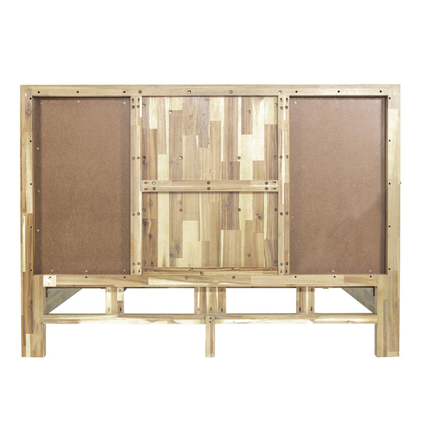 Lh Imports Haru Queen Bed – Elegant Solid Acacia Wood With Unique Headboard & Boucle Texture For Stylish Decor Beige,White Acacia,95% Polyester,5% Acrylic Har001q