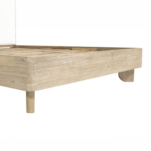 Lh Imports Haru Queen Bed – Elegant Solid Acacia Wood With Unique Headboard & Boucle Texture For Stylish Decor Beige,White Acacia,95% Polyester,5% Acrylic Har001q