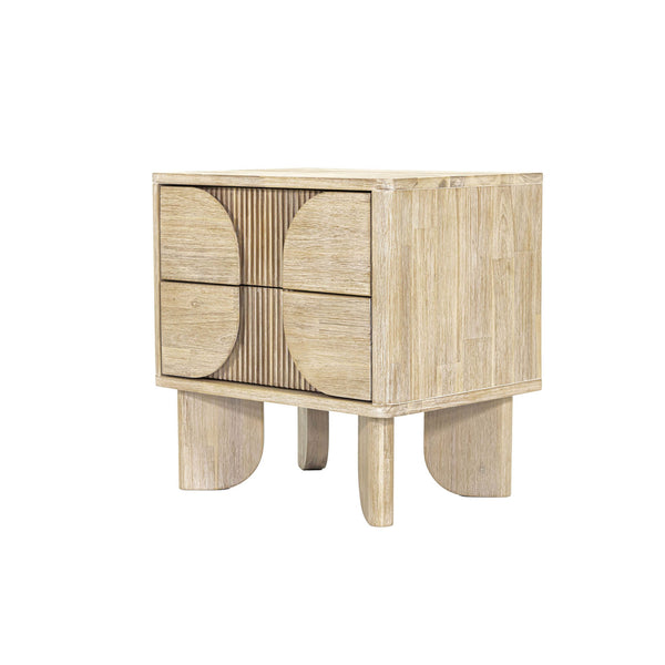 Lh Imports Haru Nightstand - Modern Elegance With Unique Hidden Handles For Stylish Storage & Home Beautification Beige Acacia,Acacia Veneer,Mdf Har002