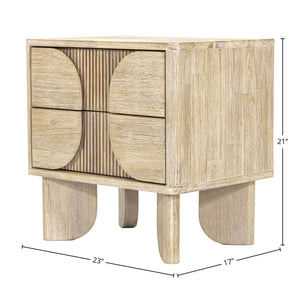 Lh Imports Haru Nightstand - Modern Elegance With Unique Hidden Handles For Stylish Storage & Home Beautification Beige Acacia,Acacia Veneer,Mdf Har002