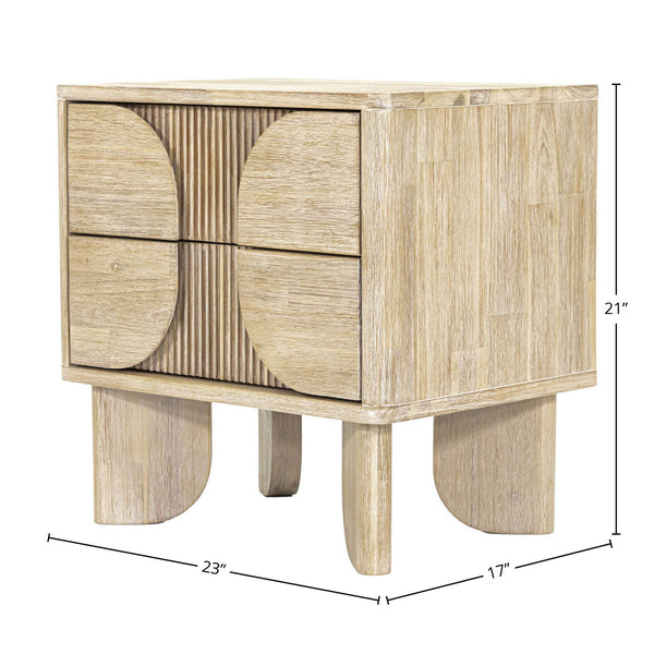 Lh Imports Haru Nightstand - Modern Elegance With Unique Hidden Handles For Stylish Storage & Home Beautification Beige Acacia,Acacia Veneer,Mdf Har002
