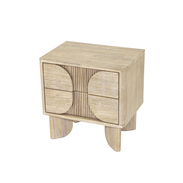Lh Imports Haru Nightstand - Modern Elegance With Unique Hidden Handles For Stylish Storage & Home Beautification Beige Acacia,Acacia Veneer,Mdf Har002