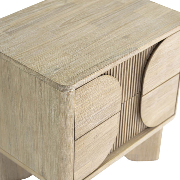 Lh Imports Haru Nightstand - Modern Elegance With Unique Hidden Handles For Stylish Storage & Home Beautification Beige Acacia,Acacia Veneer,Mdf Har002