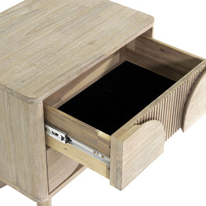 Lh Imports Haru Nightstand - Modern Elegance With Unique Hidden Handles For Stylish Storage & Home Beautification Beige Acacia,Acacia Veneer,Mdf Har002