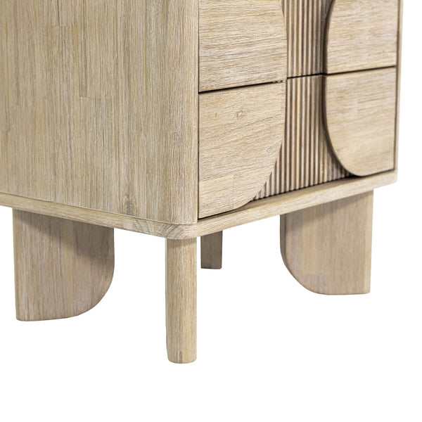 Lh Imports Haru Nightstand - Modern Elegance With Unique Hidden Handles For Stylish Storage & Home Beautification Beige Acacia,Acacia Veneer,Mdf Har002