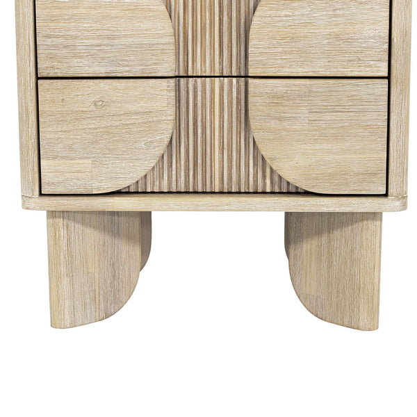 Lh Imports Haru Nightstand - Modern Elegance With Unique Hidden Handles For Stylish Storage & Home Beautification Beige Acacia,Acacia Veneer,Mdf Har002