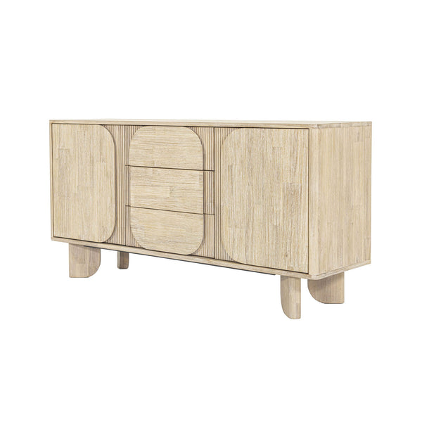 Lh Imports Haru Sideboard – Elegant Storage Solution With Soft-close Doors And Unique Catch Handles For Style Beige Acacia,Acacia Veneer,Mdf Har003b