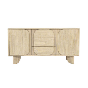 Lh Imports Haru Sideboard – Elegant Storage Solution With Soft-close Doors And Unique Catch Handles For Style Beige Acacia,Acacia Veneer,Mdf Har003b