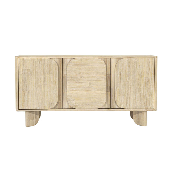 Lh Imports Haru Sideboard – Elegant Storage Solution With Soft-close Doors And Unique Catch Handles For Style Beige Acacia,Acacia Veneer,Mdf Har003b