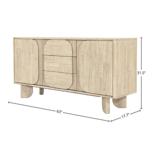 Lh Imports Haru Sideboard – Elegant Storage Solution With Soft-close Doors And Unique Catch Handles For Style Beige Acacia,Acacia Veneer,Mdf Har003b