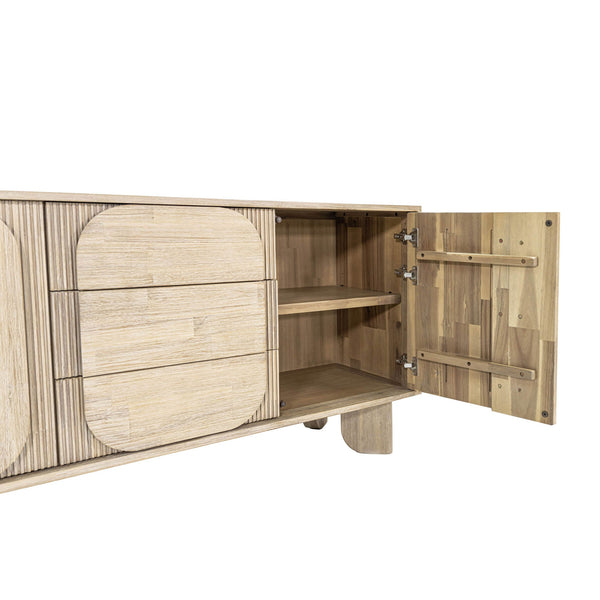 Lh Imports Haru Sideboard – Elegant Storage Solution With Soft-close Doors And Unique Catch Handles For Style Beige Acacia,Acacia Veneer,Mdf Har003b