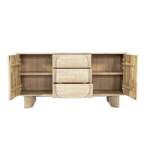 Lh Imports Haru Sideboard – Elegant Storage Solution With Soft-close Doors And Unique Catch Handles For Style Beige Acacia,Acacia Veneer,Mdf Har003b
