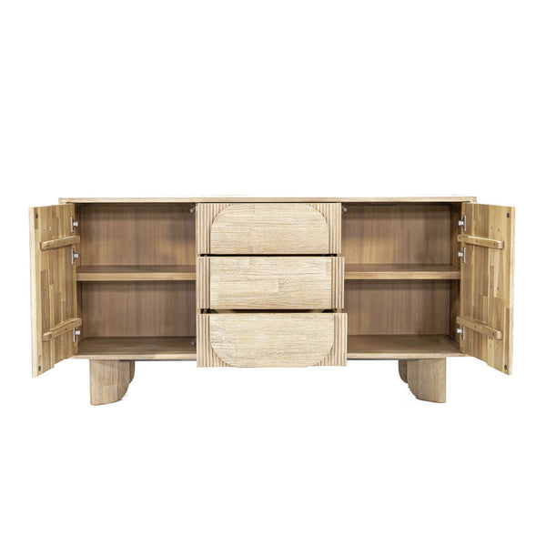 Lh Imports Haru Sideboard – Elegant Storage Solution With Soft-close Doors And Unique Catch Handles For Style Beige Acacia,Acacia Veneer,Mdf Har003b