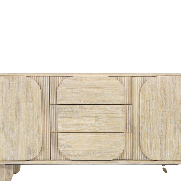 Lh Imports Haru Sideboard – Elegant Storage Solution With Soft-close Doors And Unique Catch Handles For Style Beige Acacia,Acacia Veneer,Mdf Har003b
