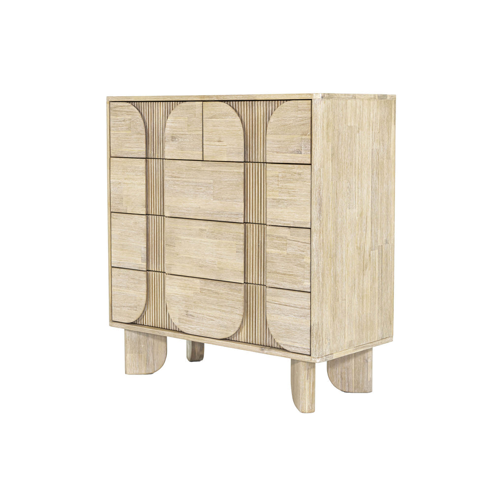Lh Imports Haru 5 Drawer Chest – Elegant Storage Solution With Timeless Charm And Hidden Handle Design For Home Beige Acacia,Acacia Veneer,Mdf Har005