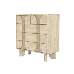 Lh Imports Haru 5 Drawer Chest – Elegant Storage Solution With Timeless Charm And Hidden Handle Design For Home Beige Acacia,Acacia Veneer,Mdf Har005