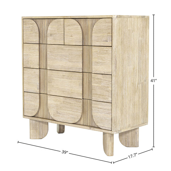 Lh Imports Haru 5 Drawer Chest – Elegant Storage Solution With Timeless Charm And Hidden Handle Design For Home Beige Acacia,Acacia Veneer,Mdf Har005