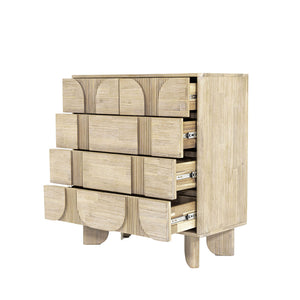 Lh Imports Haru 5 Drawer Chest – Elegant Storage Solution With Timeless Charm And Hidden Handle Design For Home Beige Acacia,Acacia Veneer,Mdf Har005
