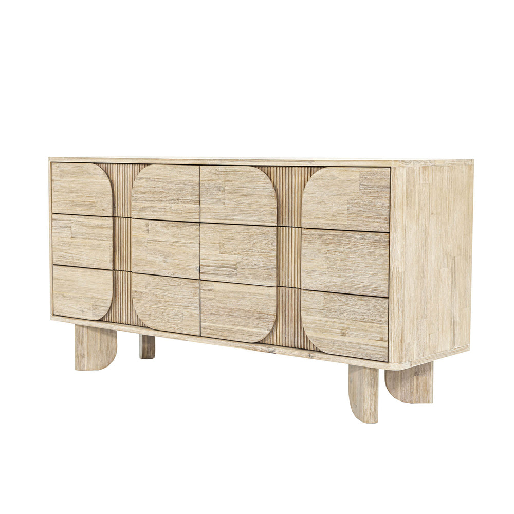 Lh Imports Haru 6 Drawer Dresser - Timeless Charm & Spacious Storage With Graceful Curves For Your Home Decor Beige Acacia,Acacia Veneer,Mdf Har006