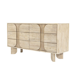 Lh Imports Haru 6 Drawer Dresser - Timeless Charm & Spacious Storage With Graceful Curves For Your Home Decor Beige Acacia,Acacia Veneer,Mdf Har006