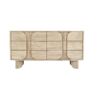 Lh Imports Haru 6 Drawer Dresser - Timeless Charm & Spacious Storage With Graceful Curves For Your Home Decor Beige Acacia,Acacia Veneer,Mdf Har006