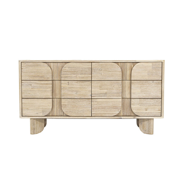 Lh Imports Haru 6 Drawer Dresser - Timeless Charm & Spacious Storage With Graceful Curves For Your Home Decor Beige Acacia,Acacia Veneer,Mdf Har006