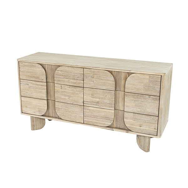 Lh Imports Haru 6 Drawer Dresser - Timeless Charm & Spacious Storage With Graceful Curves For Your Home Decor Beige Acacia,Acacia Veneer,Mdf Har006