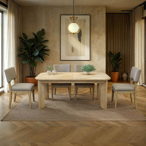 Lh Imports Haru Extension Dining Table - Stylish Double Leaf Design, Seats 6-8, Perfect For Any Space! Beige Acacia Har010