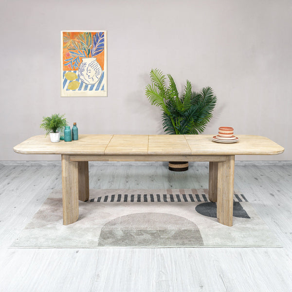 Lh Imports Haru Extension Dining Table - Stylish Double Leaf Design, Seats 6-8, Perfect For Any Space! Beige Acacia Har010