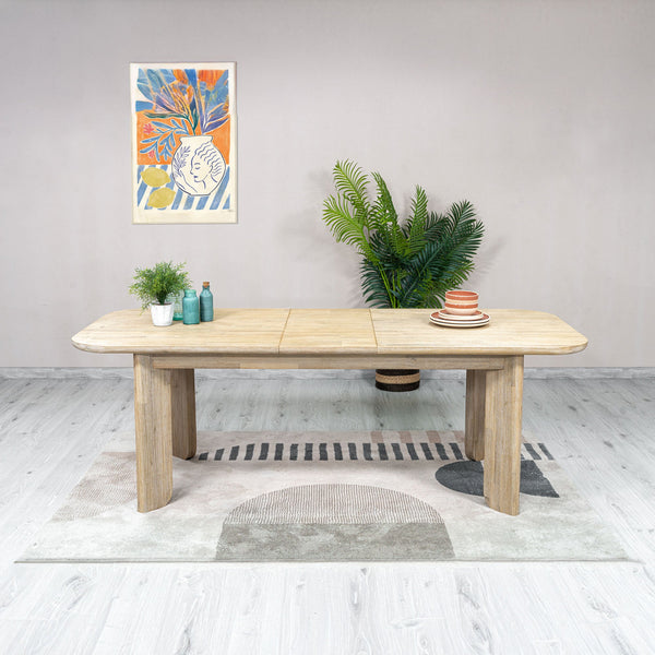 Lh Imports Haru Extension Dining Table - Stylish Double Leaf Design, Seats 6-8, Perfect For Any Space! Beige Acacia Har010